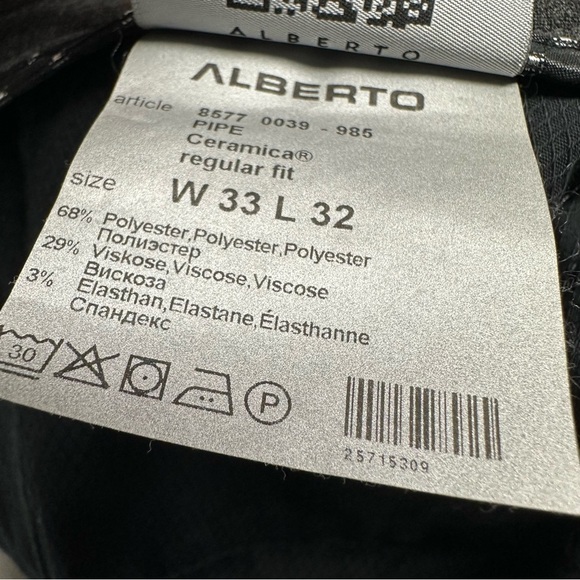 ALBERTO PIPE Cerámica regular fit Stylish charcoal Pants Sz 33X32 - Picture 7 of 9